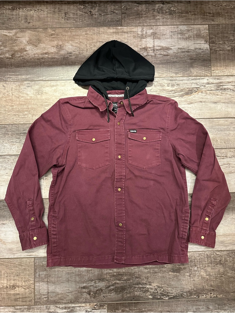 Tony Hawk Burgundy Shirt Jacket with Black Hood